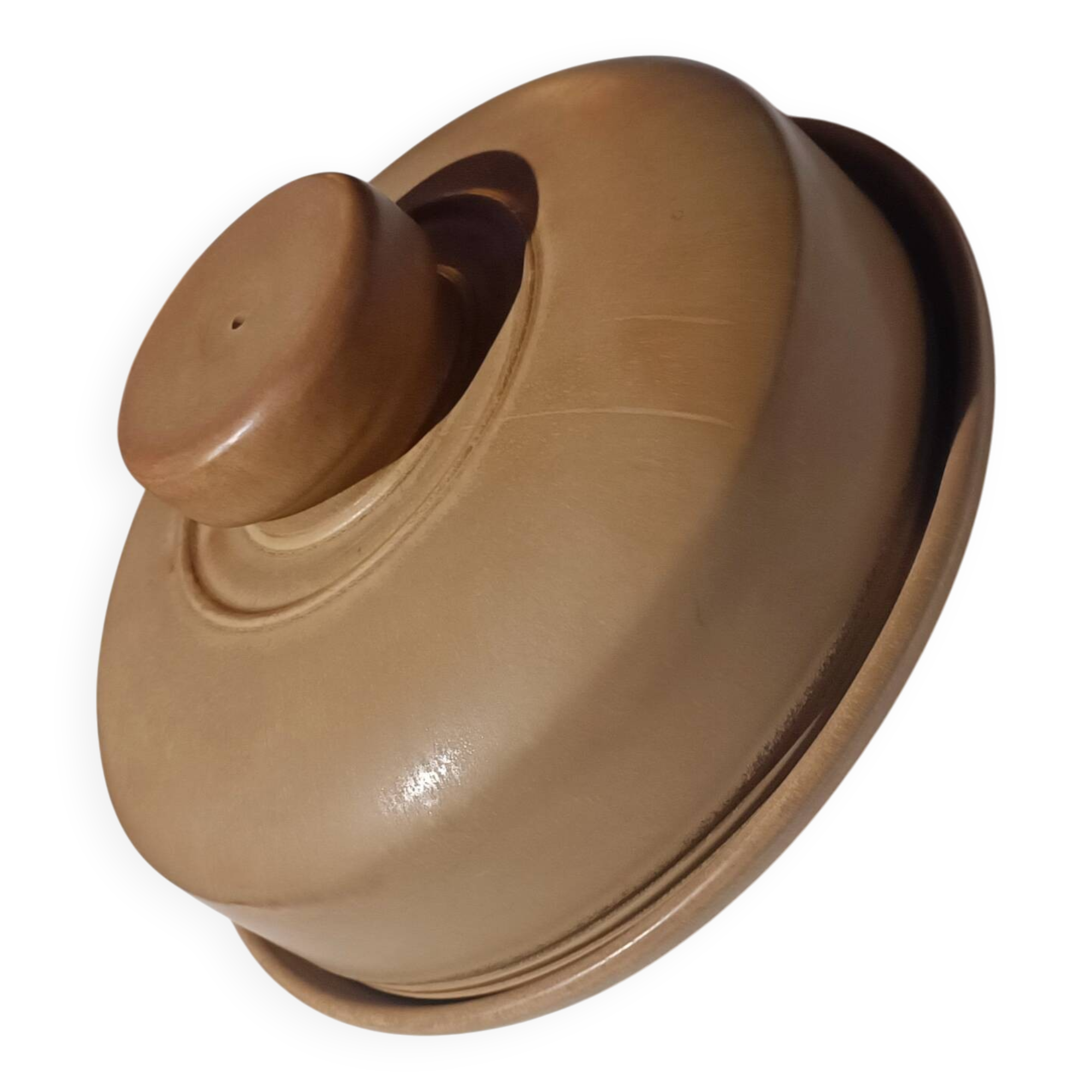 Cheese or cake dome, in iridescent speckled stoneware.