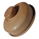 Cheese or cake dome, in iridescent speckled stoneware.