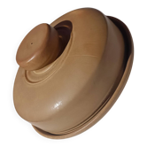Cheese or cake dome, in iridescent speckled stoneware.