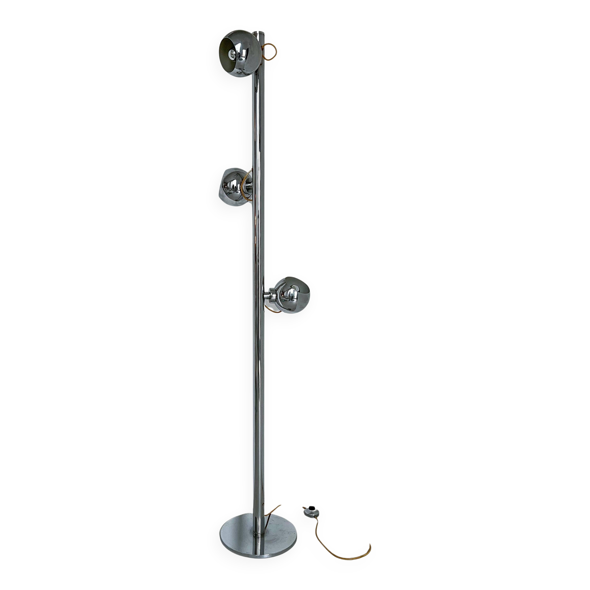Vintage Goffredo Reggiani floor lamp in chromed metal, Italian Space Age, 1960s