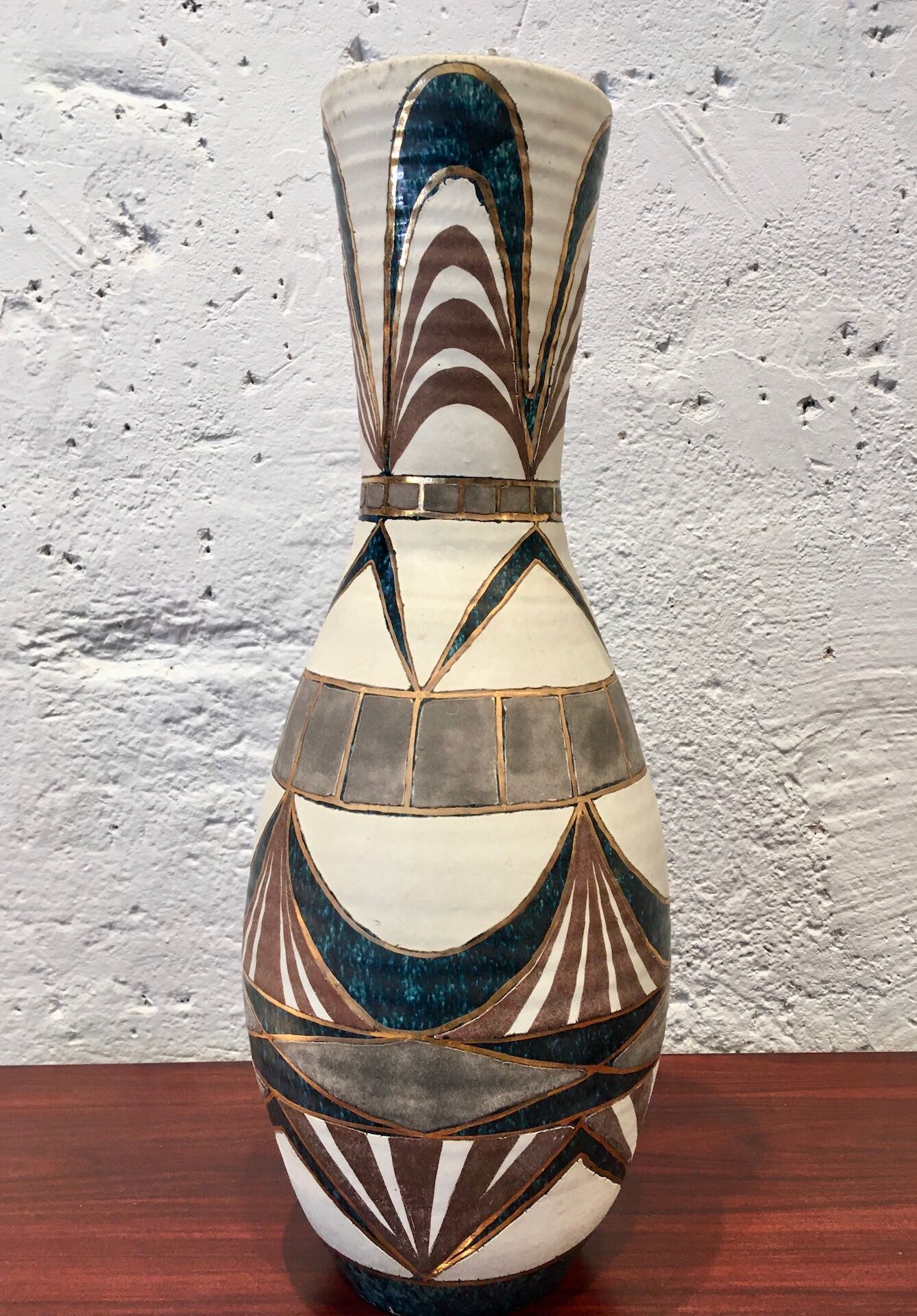 Signed Accolay ceramic vase, France 1950