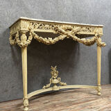 Louis XVI console in lacquered wood around 1850-1880