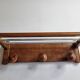 Vintage wall mounted coat rack in wood and metal, 3 hooks, retro style