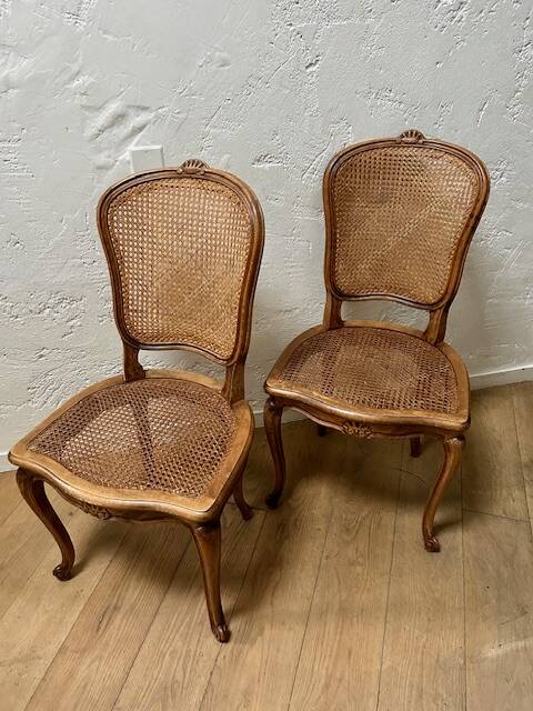 Set of 4 caned chairs