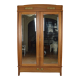 Art Nouveau wardrobe by Mathieu Gallerey in mahogany, model with Clematis, circa 1920