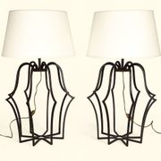Large "Cage" Lamp Pair in Patinated Bronze - DLG by Jean Royère