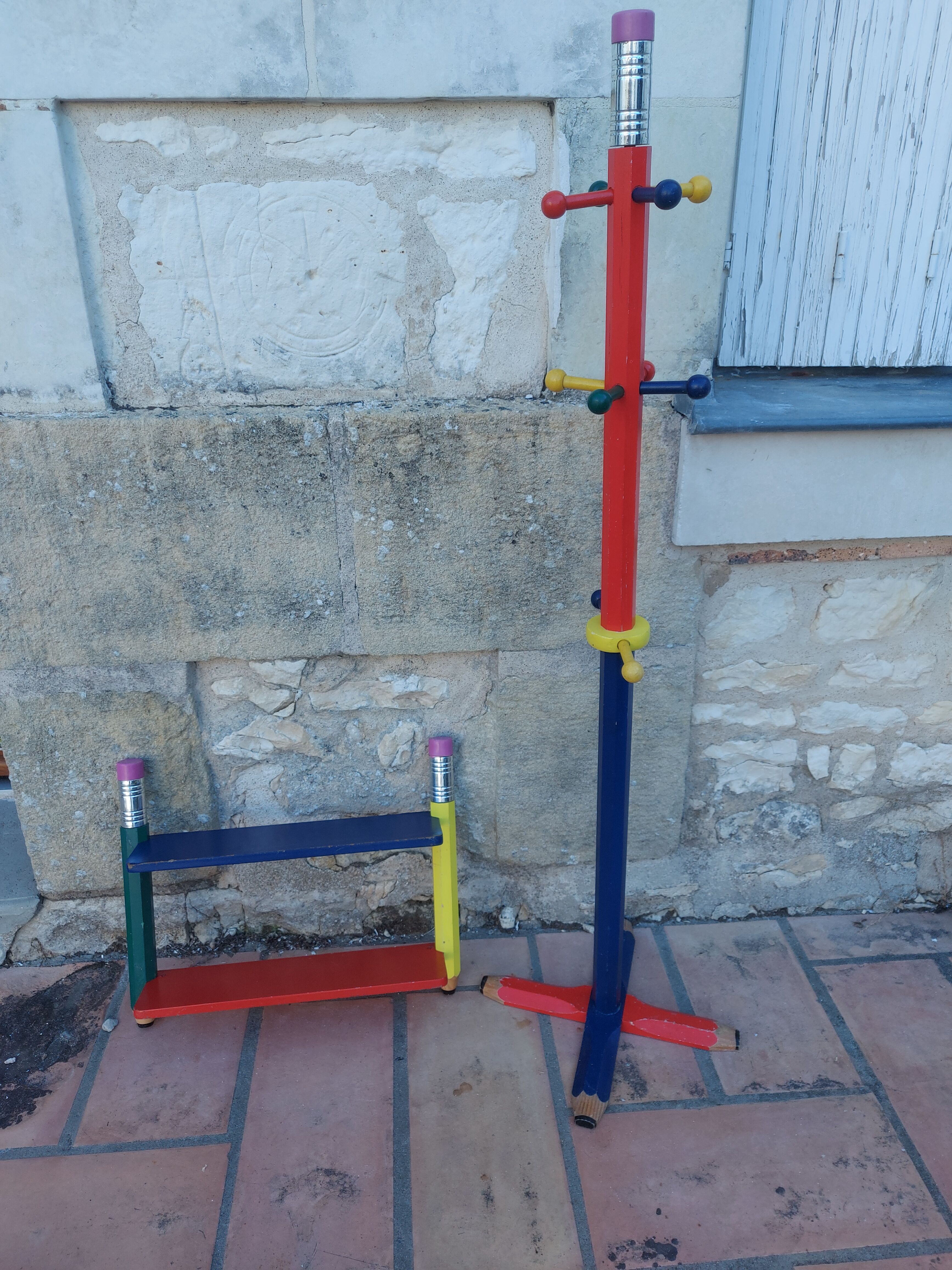 Coat rack and pencil shelf 80'S , Design Pierre Sala