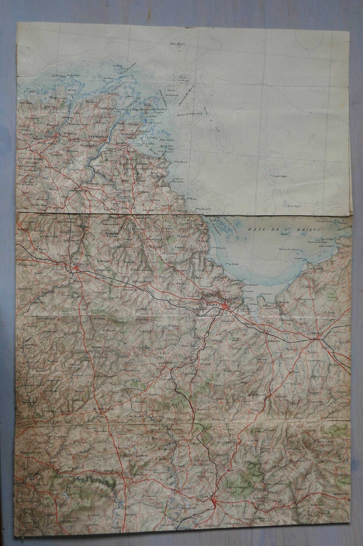 Old map of Saint Brieuc, Lamballe, Tréguier, Loudeac