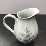 Ancien pichet limoges modèle palm porcelaine blanche décor fleurs vintage