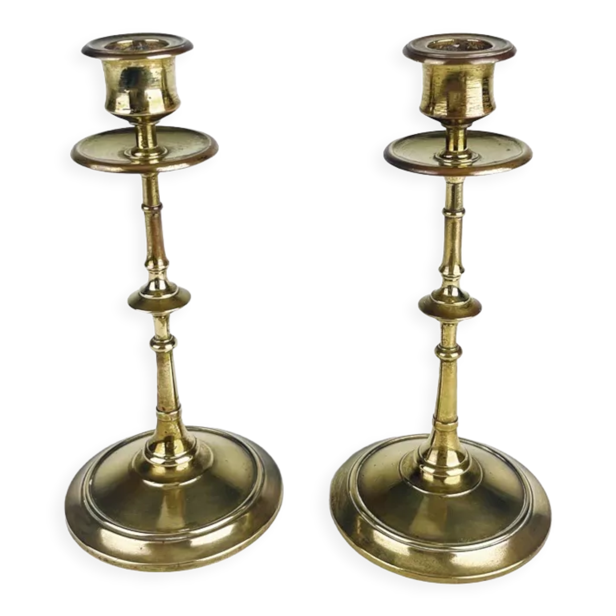 Pair of brass candle holders