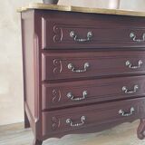 Louis XV style commode renovated - natural wood top and deep stain