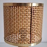 Rattan and wood bedside lamp