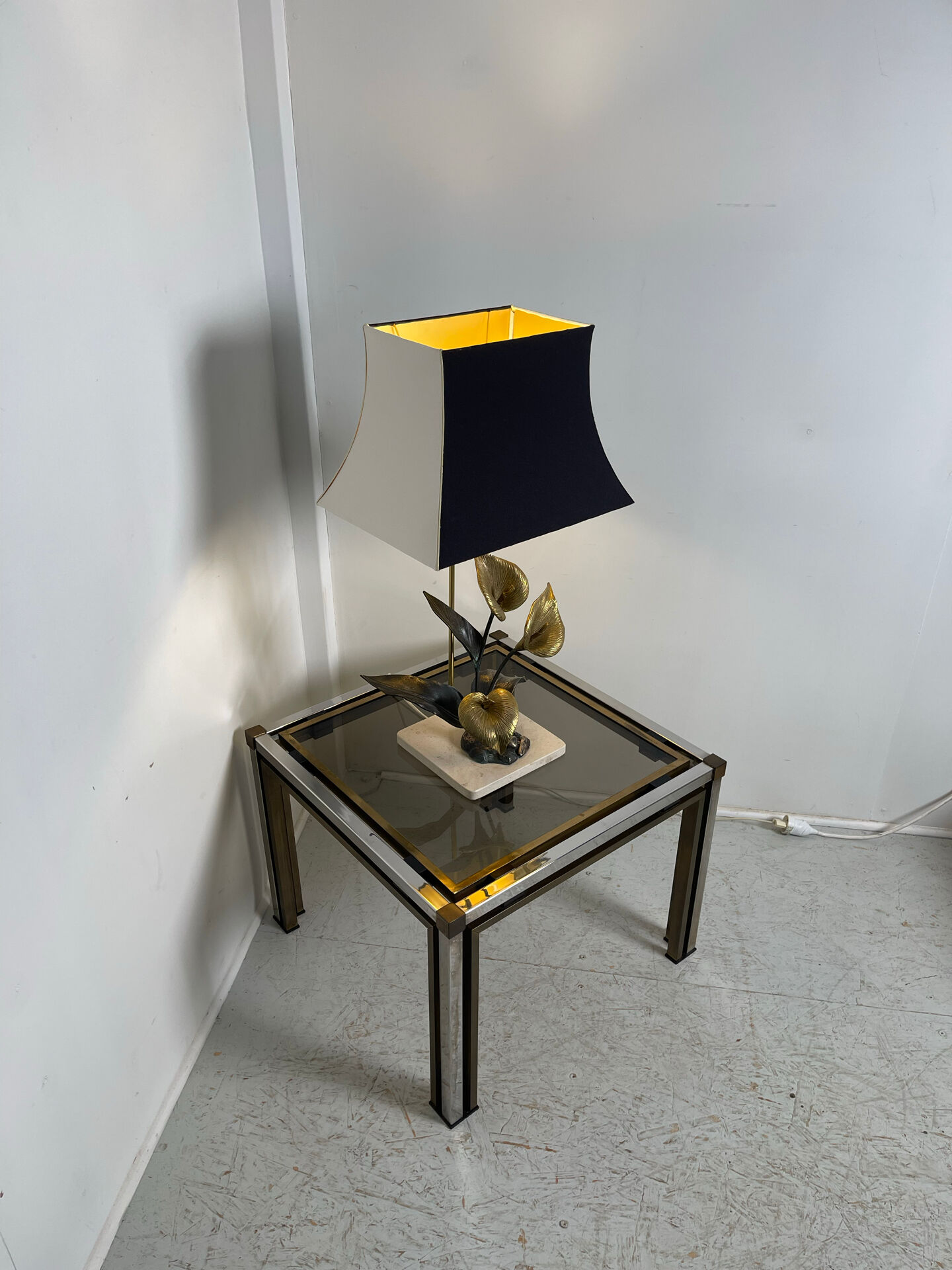 Lampe florale bronze 1970