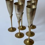 Set de 6 flûtes de champagne en laiton, 1970
