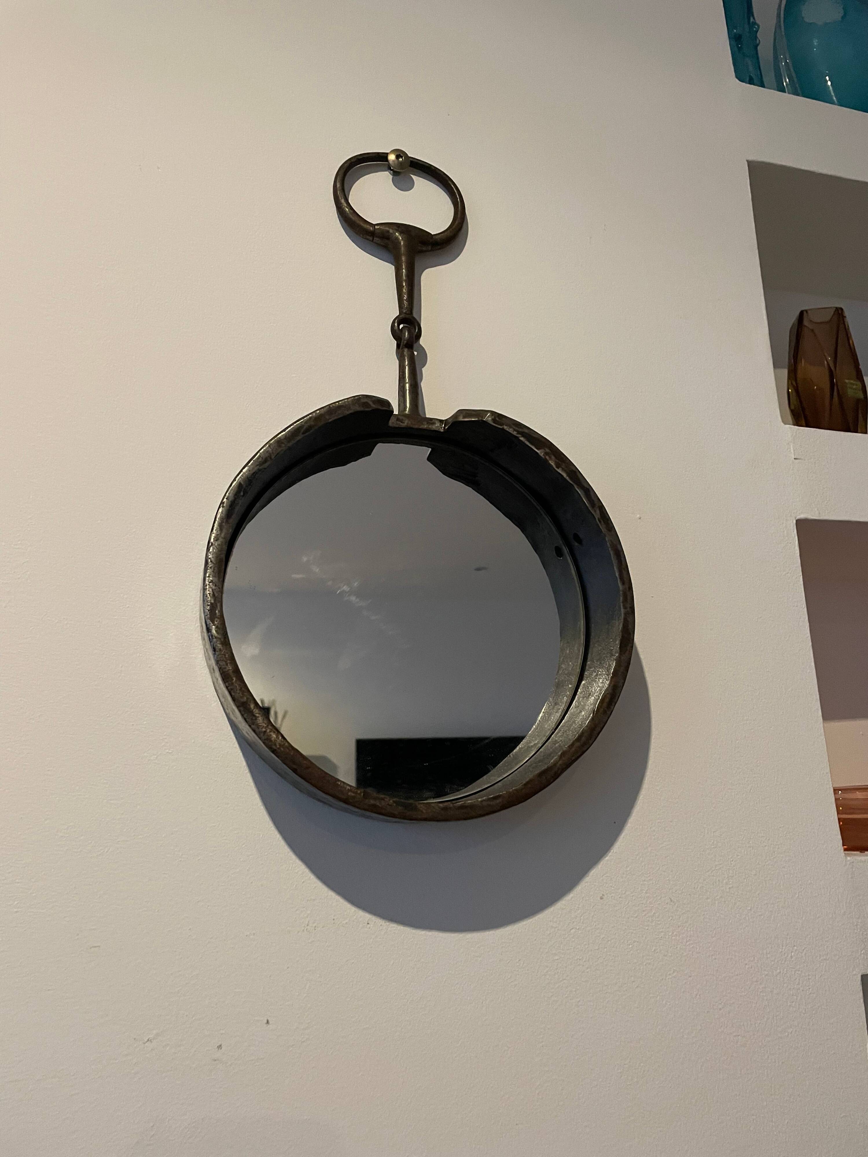 Miroir brutaliste en fer forgé