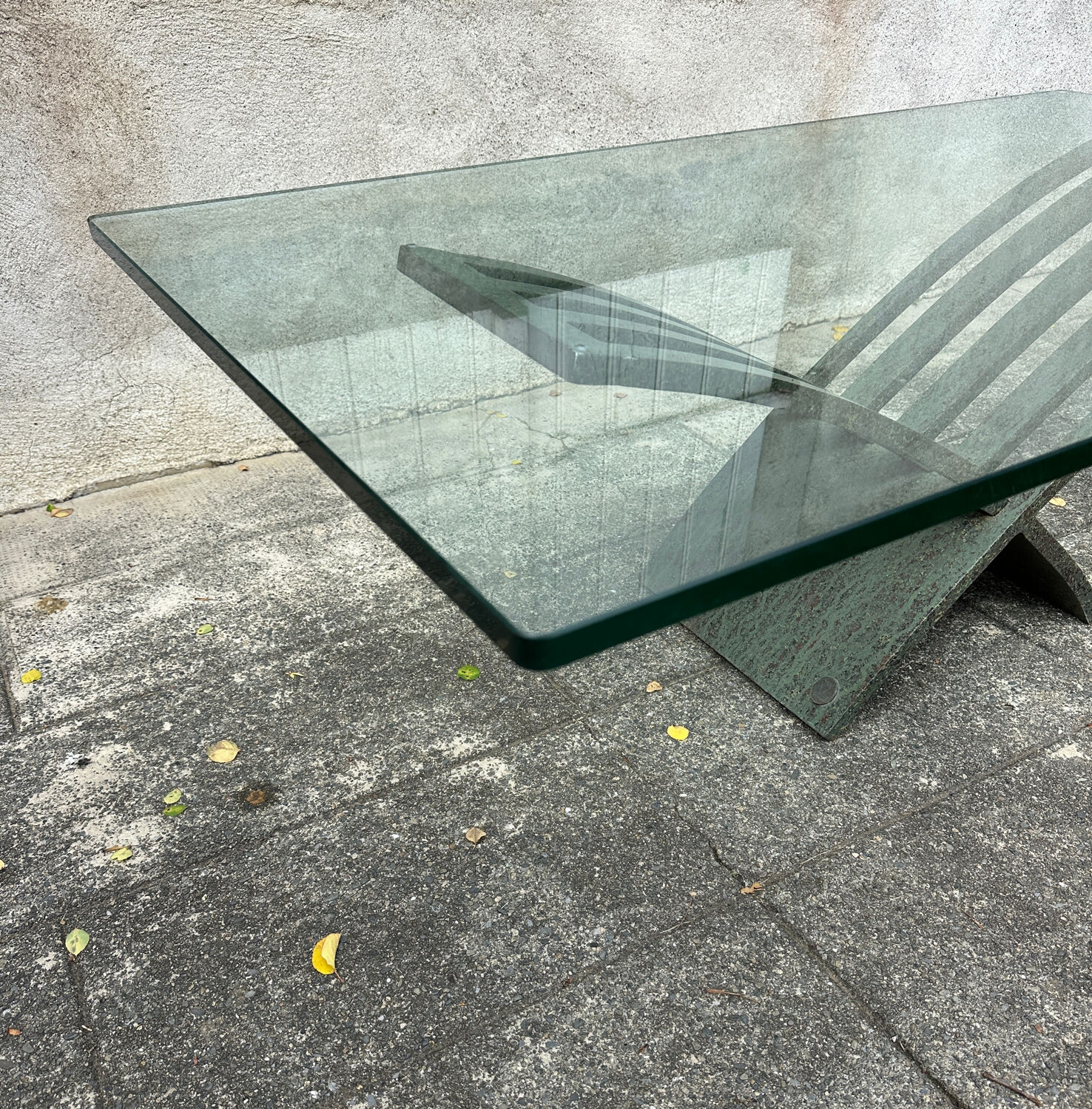 Vintage design coffee table in glass and bronze Vvv Valenti