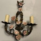 Vintage tole porcelain sconces 1960s