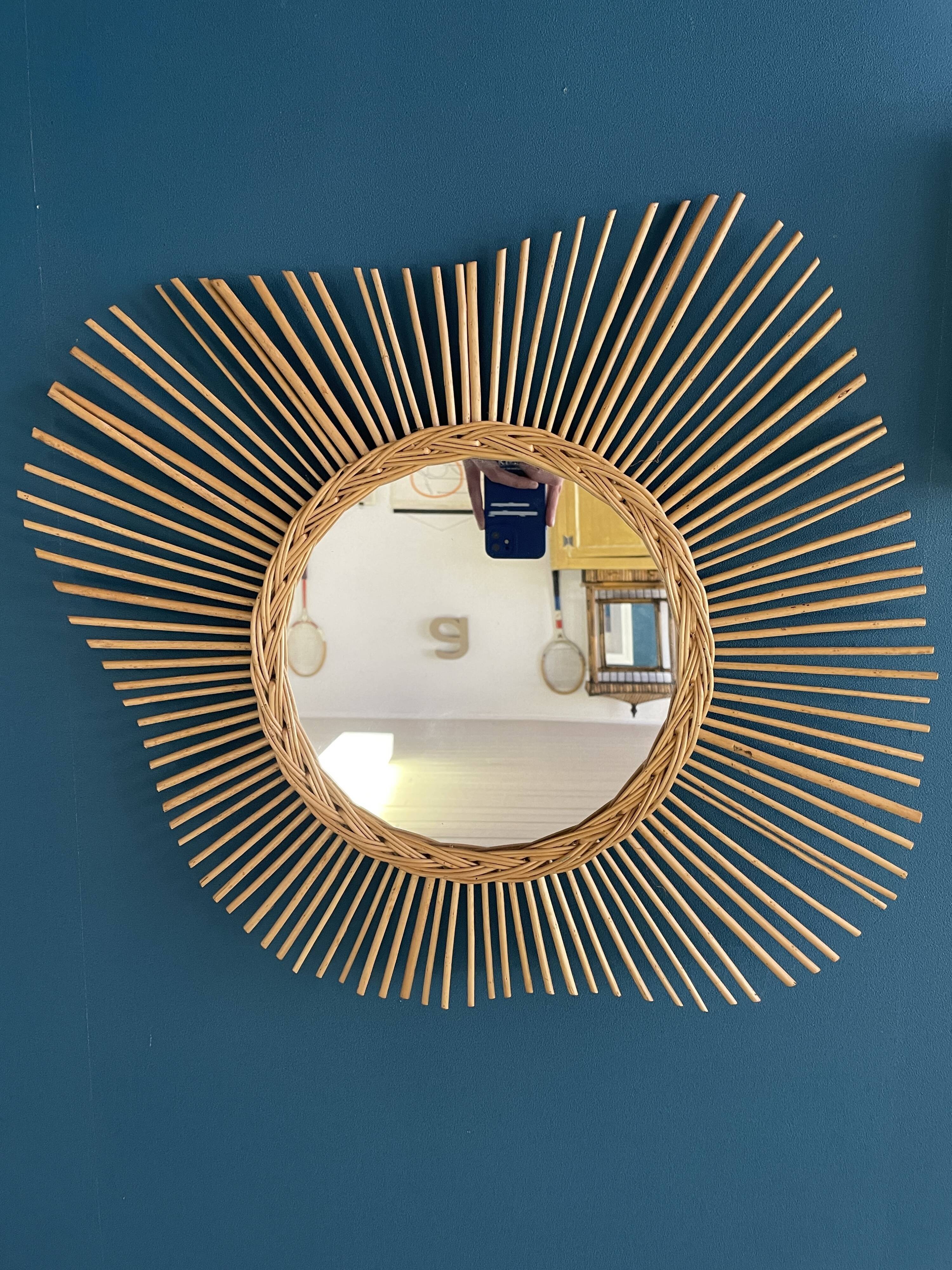 Rattan sun mirror 70s