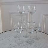 Set of 7 wine glasses engraved 50s