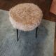 Beige faux fur tripod stool
