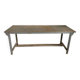 Vintage industrial gray metal dining table 1950