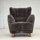 1960s, Danish design, reupholstered armchair, genuine sheepskin.