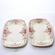 2 antique Longchamp dishes with daisies in polychrome ironstone.