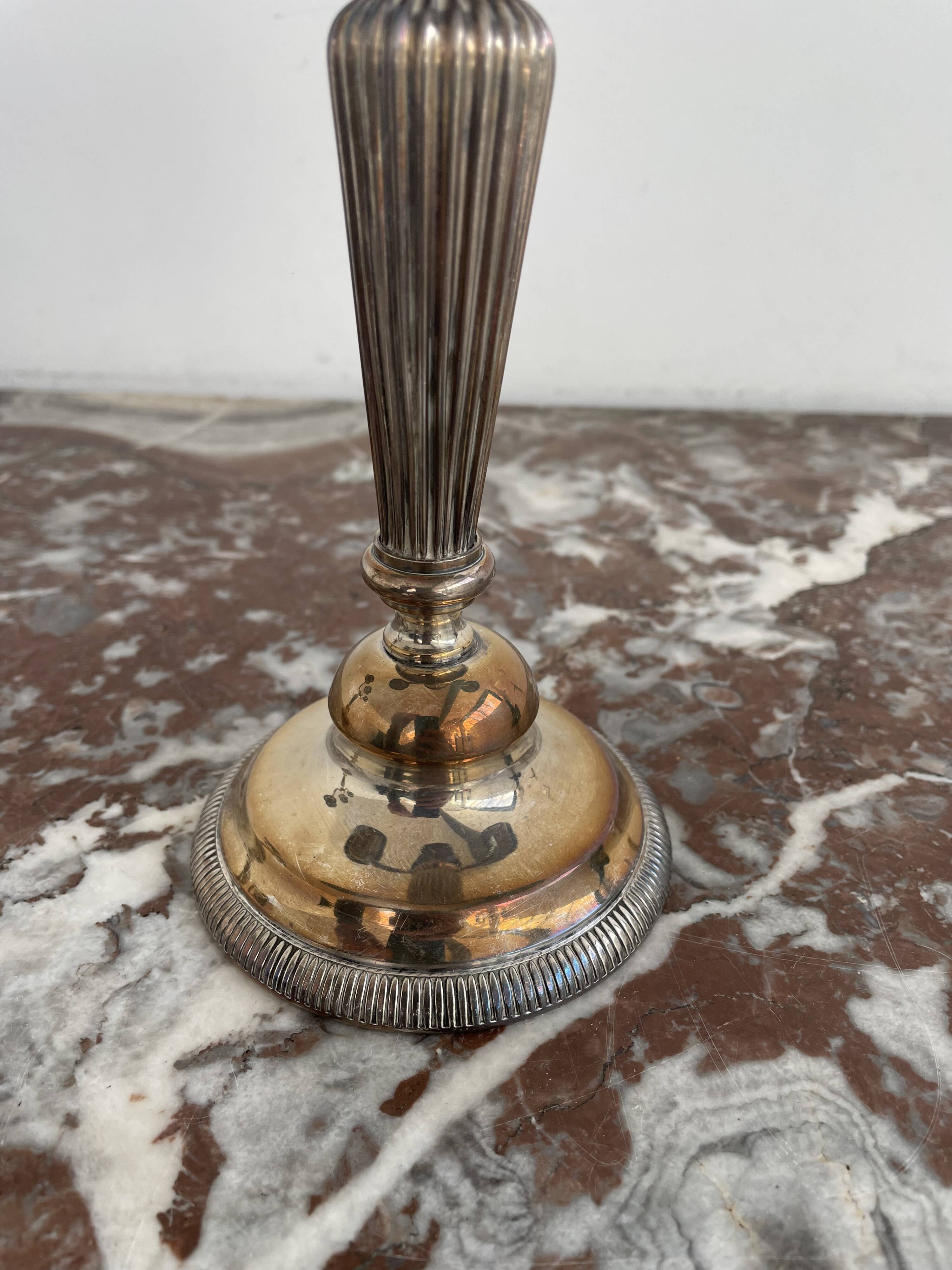 Candlesticks, silver-plated metal, Maison Christofle, pair of candelabras, 3 lights