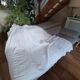 White cotton hand-knitted blanket