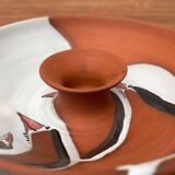 Workshop pottery candlestick from mid-century German with bird motif by Töpferei Bücking Börnsen, 1960s.