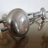 Chrome coat rack, 3 70s patères