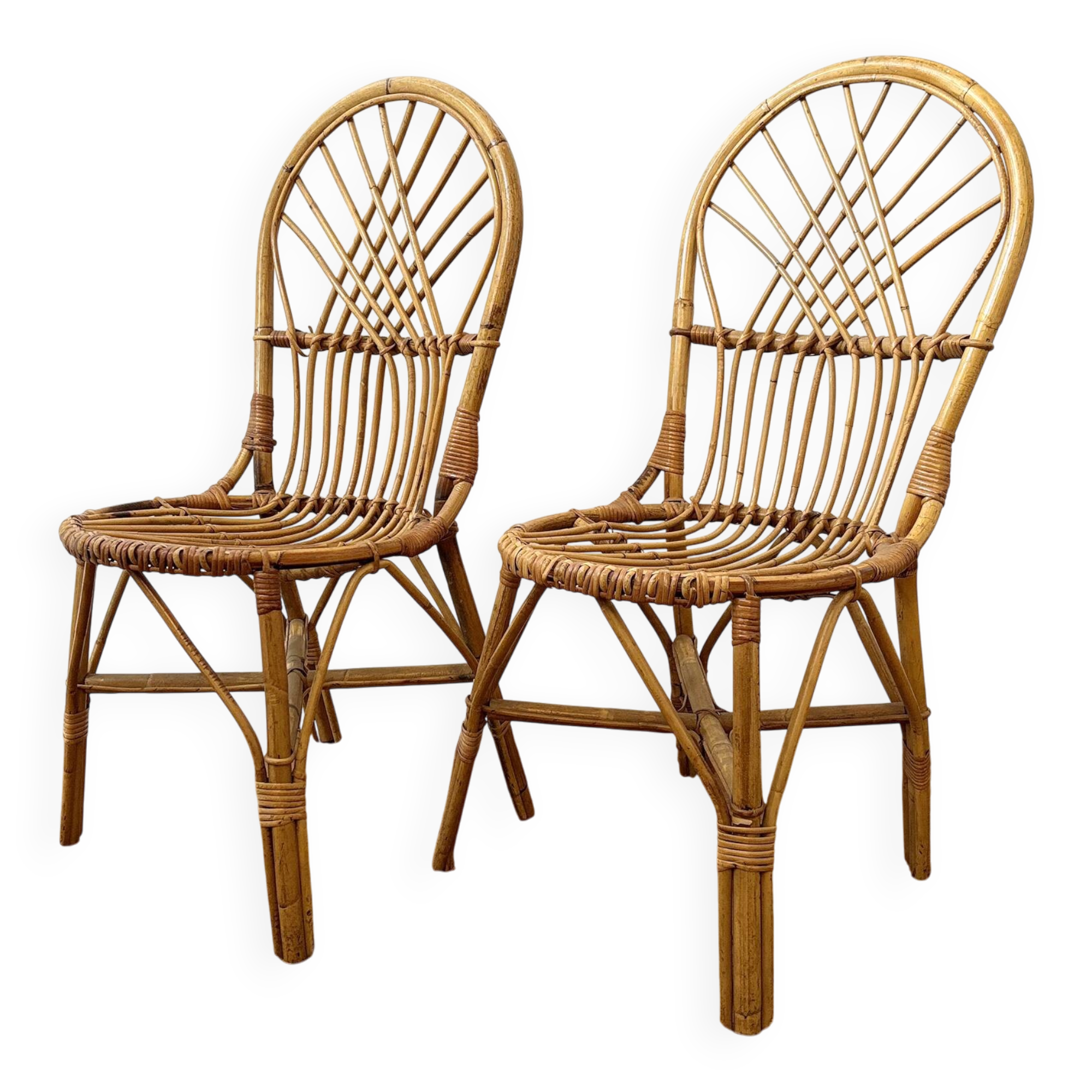 Pair of vintage 1960s rattan chairs