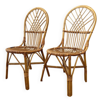 Pair of vintage 1960s rattan chairs