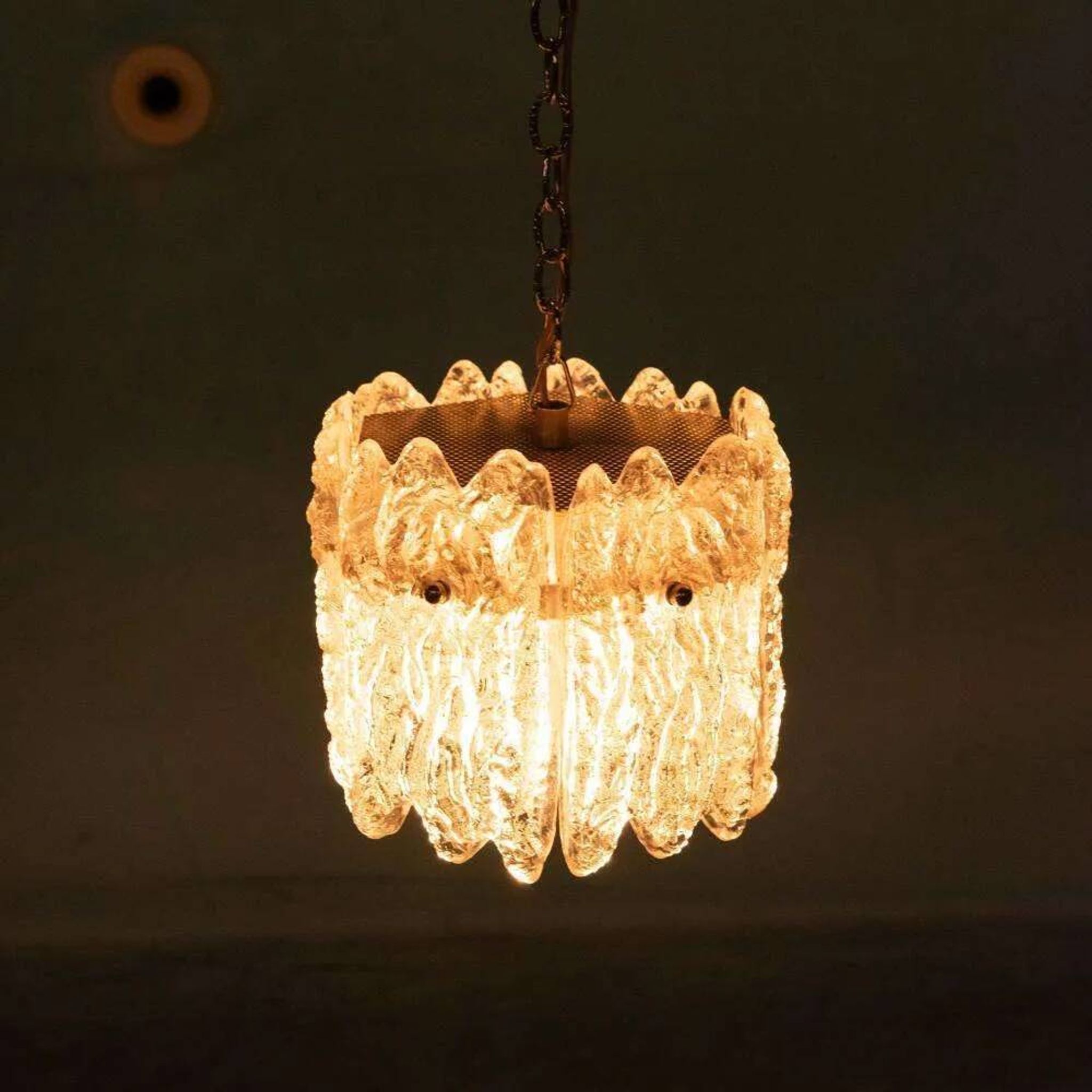 Orrefors Vintage Glass Suspension, Space Age lamp by Fagerlund