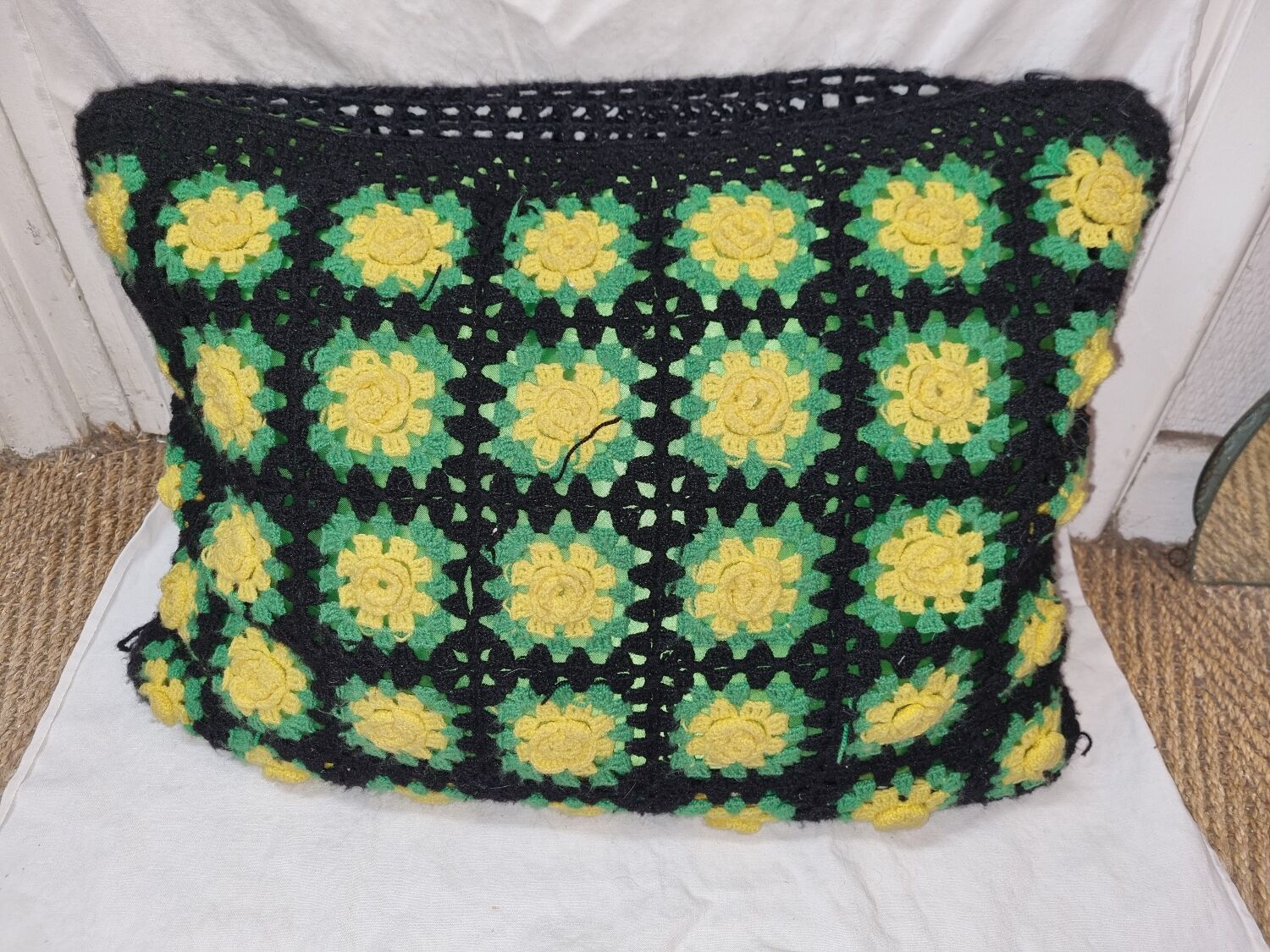 Vintage 70's crochet cushion