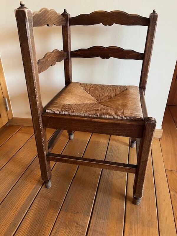 Lot de 4 Assises en paille, pieds tournés style Bobin