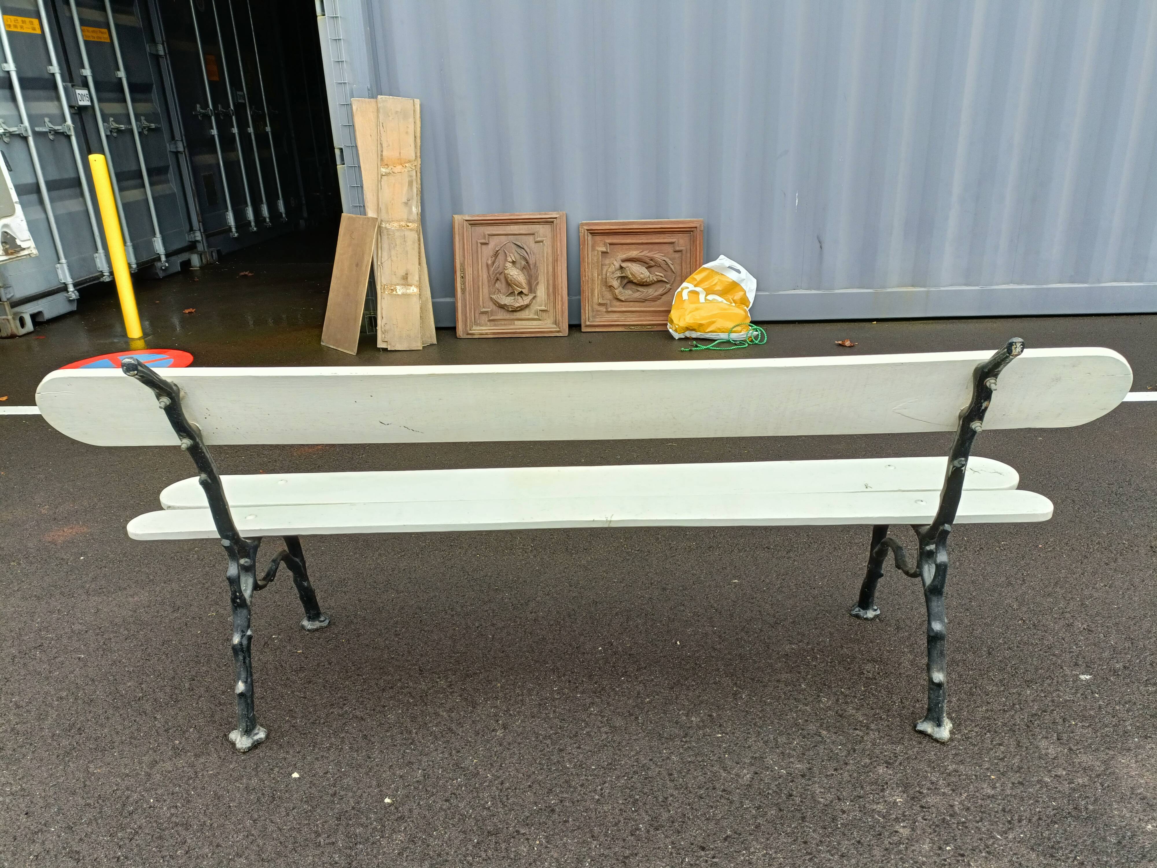 Garden bench old cast iron feet