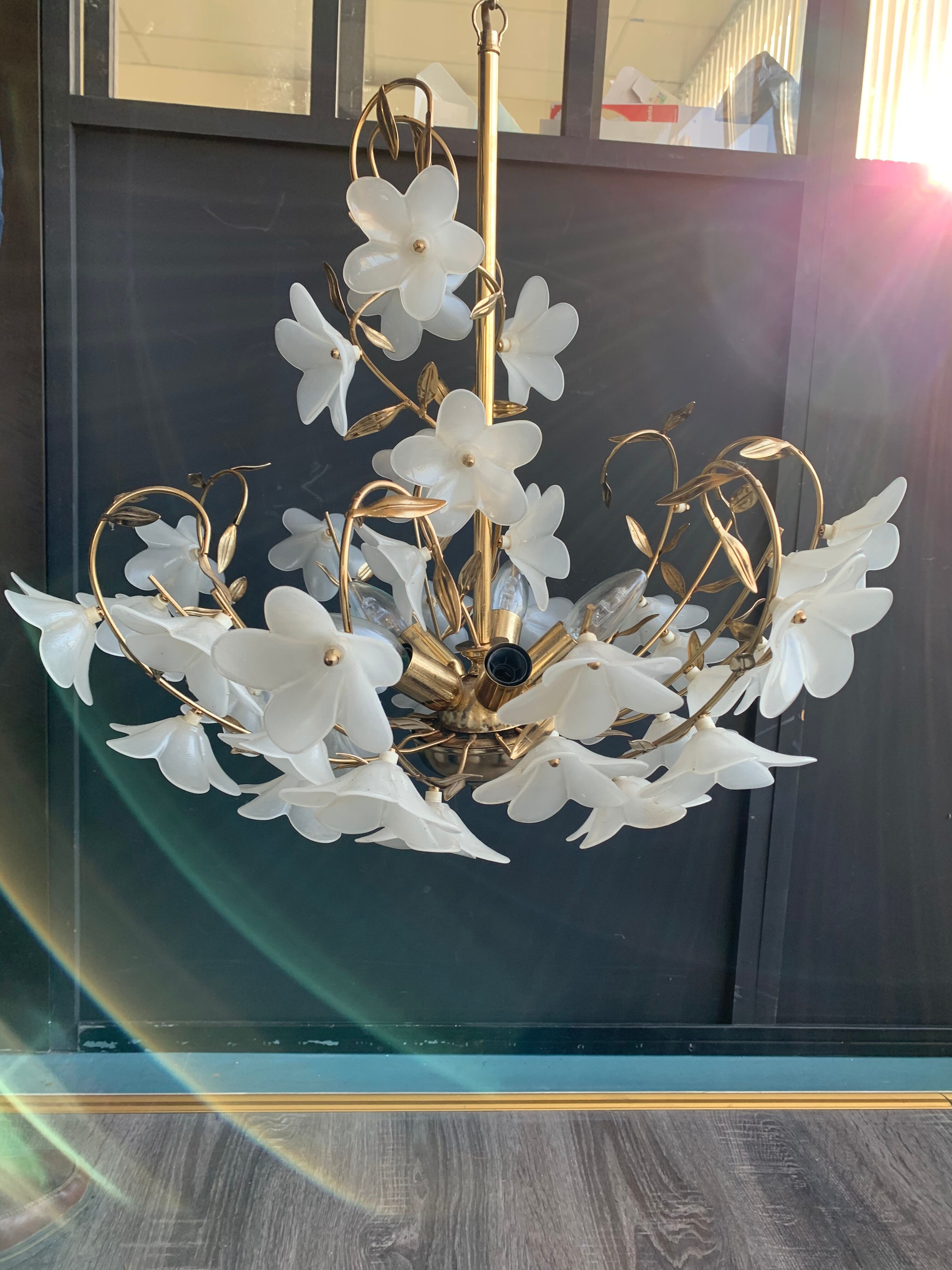Vintage Murano glass flower chandelier