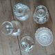 5 antique clear glass cups