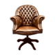 Chaise de directeur Chesterfield classique en cuir marron