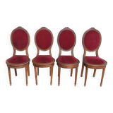 Set of 4 Louis XVI medallion chairs in walnut