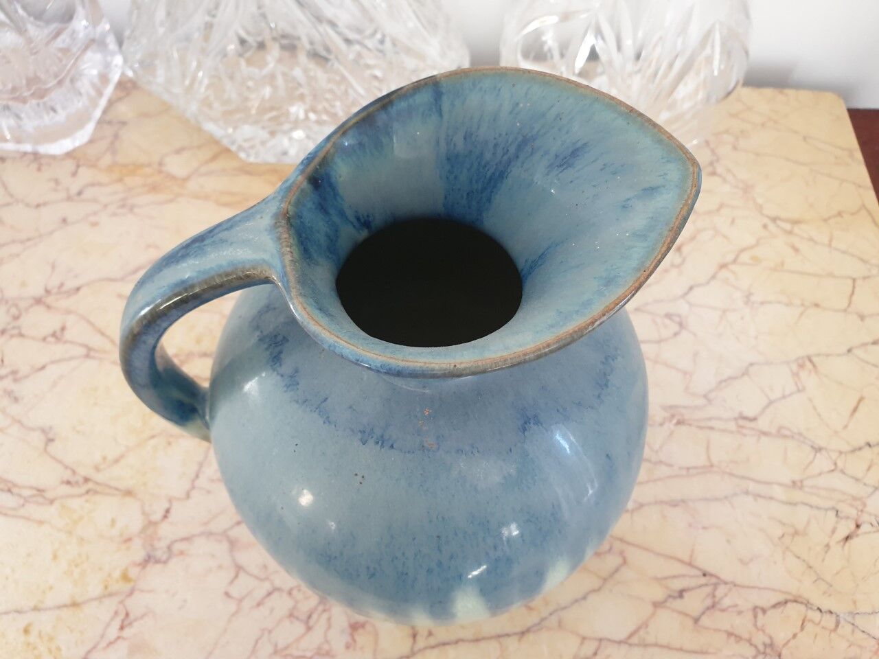 Glazed ceramic pitcher