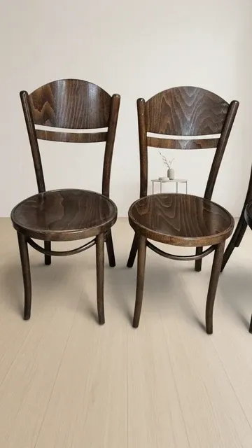Set of 4 TON wooden dining chairs, 20th century, Czechoslovak, 90 × 46 cm