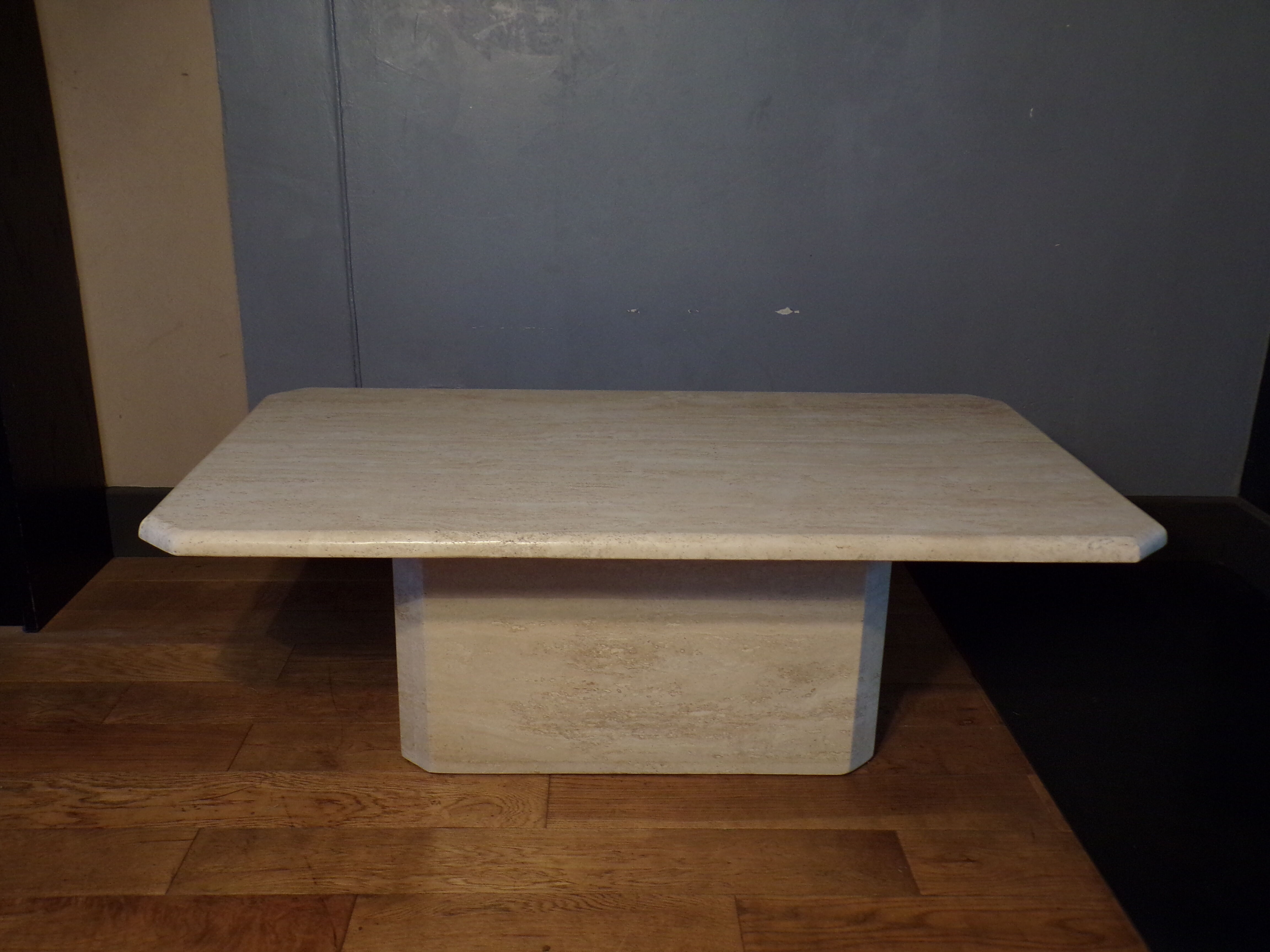 Rectangular travertine coffee table