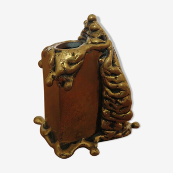 Pencil holder in agate and brass 70s