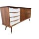 Vintage wooden sideboard with white formica drawers