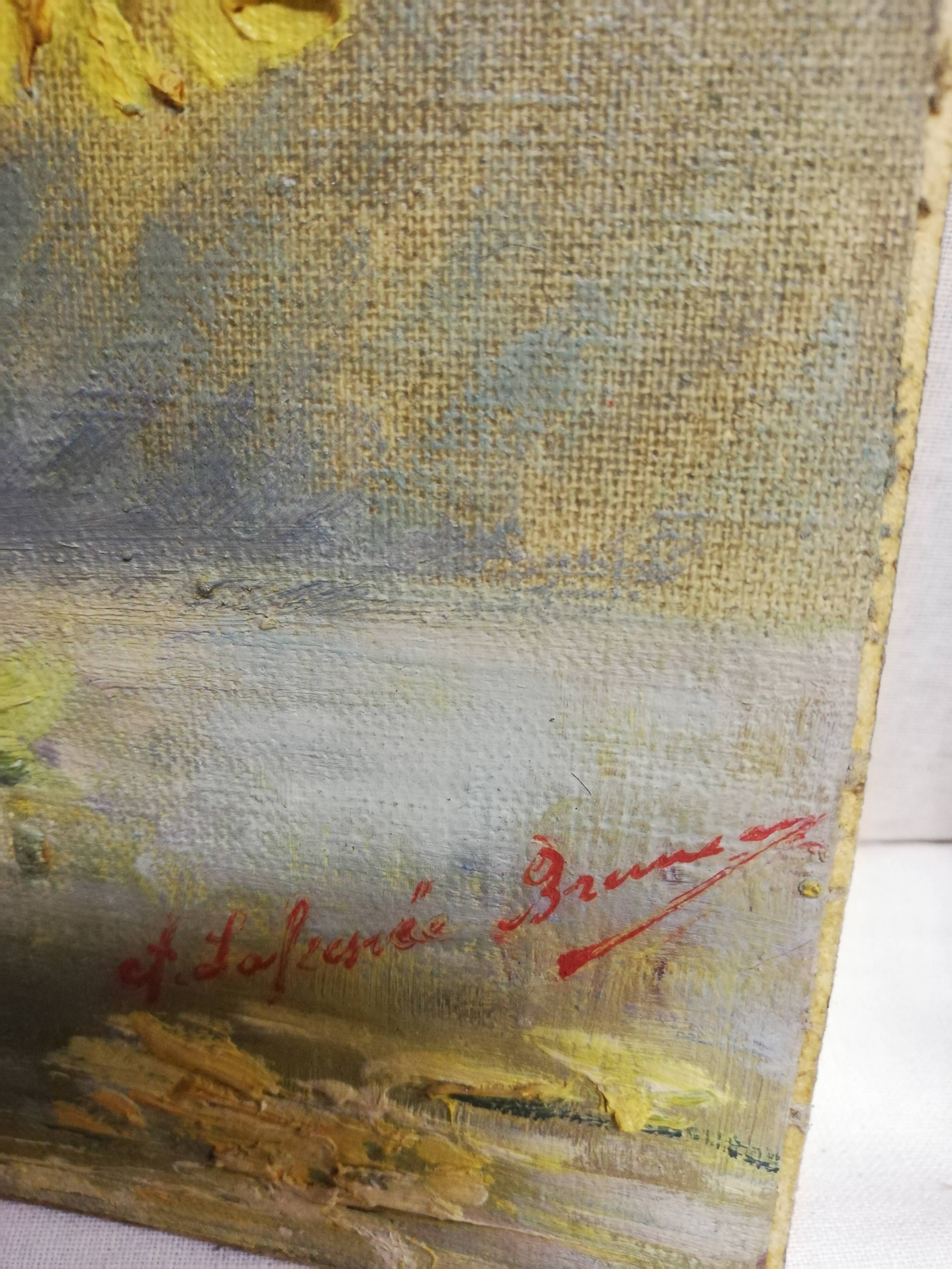Oil on cardboard bouquet of flowers
