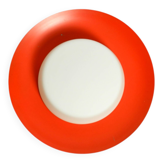 Large Mid Century wall or ceiling lamp made of glass with metal reflector