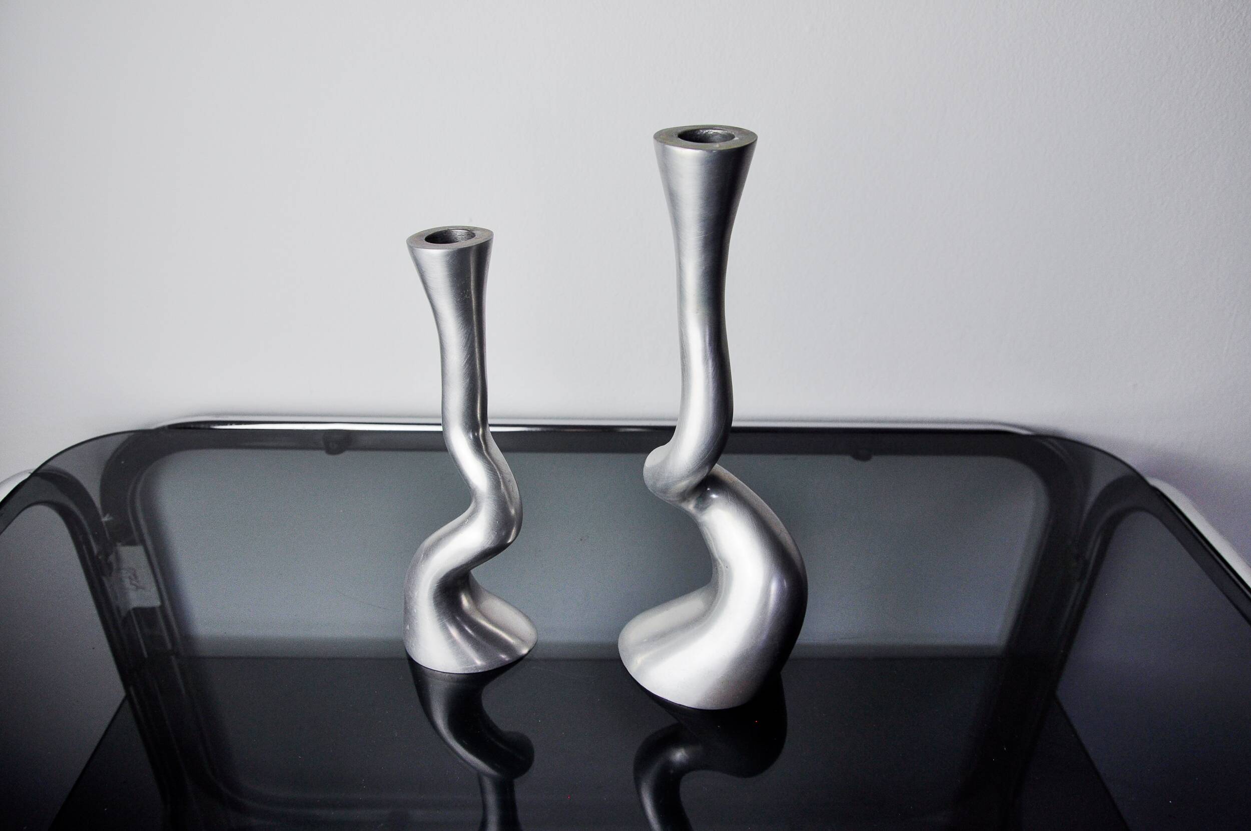 Paire de bougeoirs brutalistes par art3, espagne, 1970