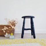 Antique black wooden stool, renovated